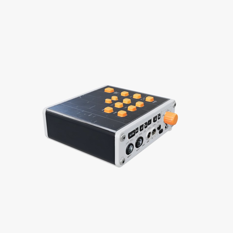 PixelMix Audio Interface model pack with neon-orange dials and touchscreen EQ